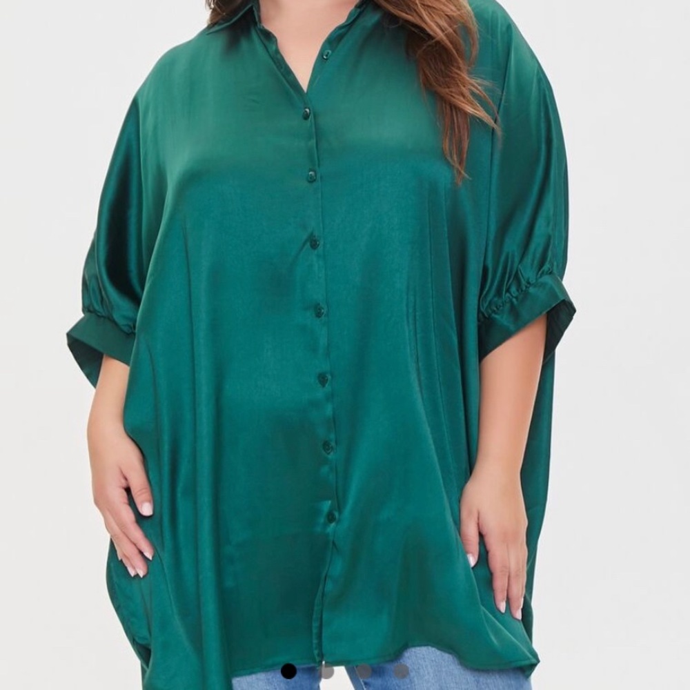 Emerald Green oversized button up size 0X